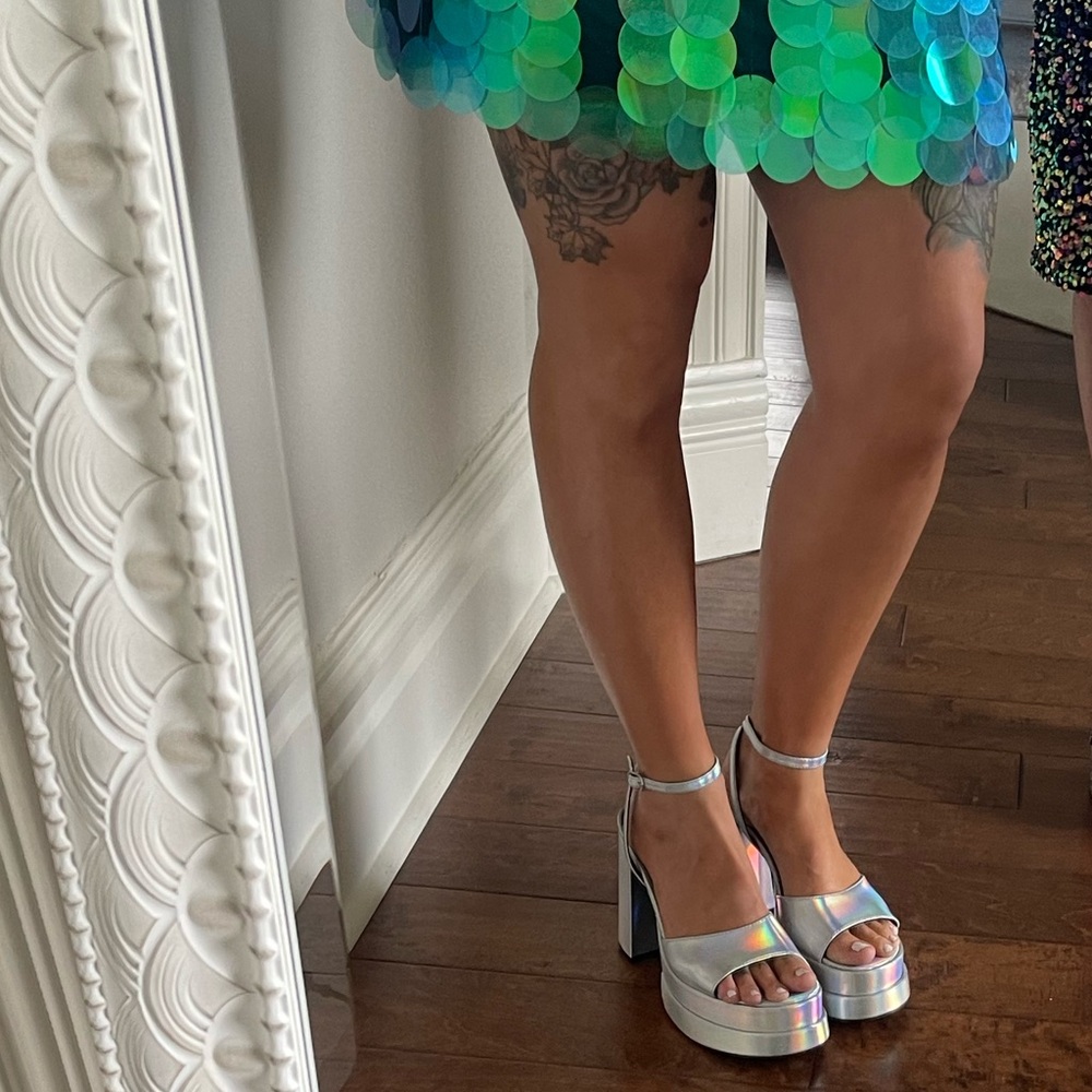 Wild Fable Silver Holographic Platform Sandals